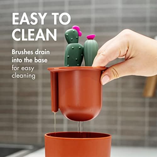 Boon Cacti Bottle Cleaning Brush Set, Terracotta, 4 Piece Set - Image 3
