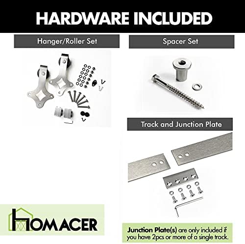 Homacer Brushed Nickel Non-Bypass Sliding Barn Door Hardware Kit, - Image 3