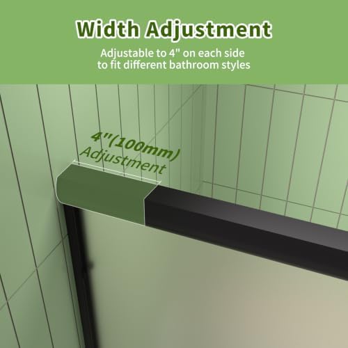 ACE DECOR Double Sliding Frosted Shower Door, 44-48" W x 72" H, Matte Black - Image 5