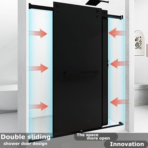 Frameless Double Sliding Shower Door 55-60" W x 76" H Euro Gray - Image 3
