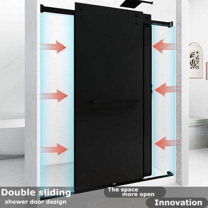 Frameless Double Sliding Shower Door 55-60" W x 76" H Euro Gray - Image 3