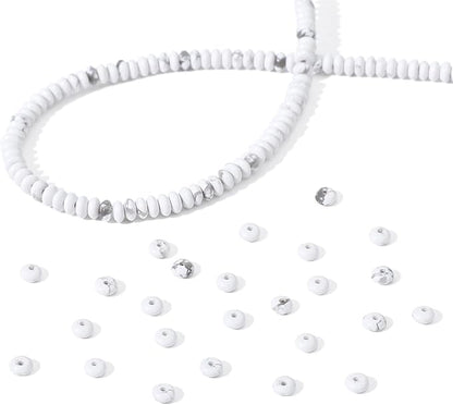 Natural White Howlite Disk Stone Beads 4x2mm 160pcs Rondelle Loose Semi Gemstone Beads for Jewelry Making Design
