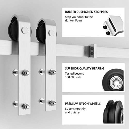 SMARTSTANDARD 8 Feet Brushed Nickel Barn Hardware Kit, Fit 42-48" W Door - Image 5