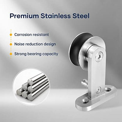 EaseLife 6 FT Top Mount Stainless Steel Sliding Barn Door Hardware Track Kit - Image 4