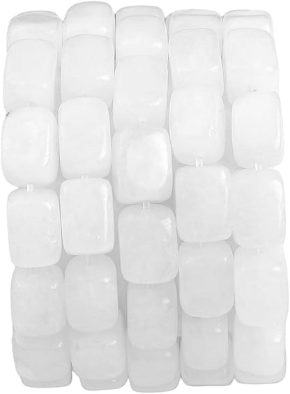 Natural White Agate Cuboid Stone Loose Semi Gemstone Beads for Jewelry Making 8mmx12mm 38cm/Strand