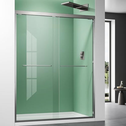 60" W x 76" H Tall Glass Shower Door Brushed Nickel by Glazenclos