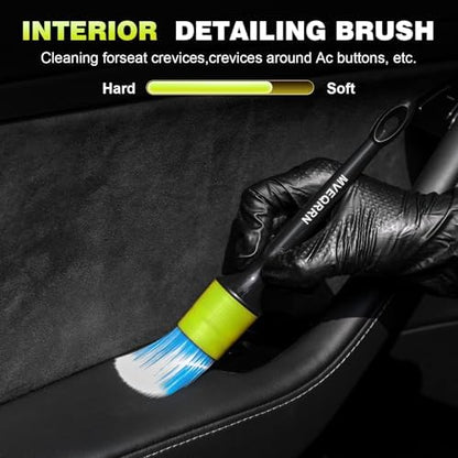 MVEQRRN 7PCS Car Detailing Brush Set, Boars Hair Detail Brush kit - Image 4