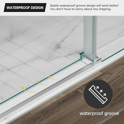 Frameless Sliding Shower Door 56-60 in W x 75 in H, Brushed Nickel - Image 5