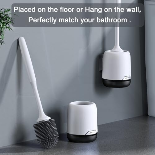 Lefree 3 Pack Silicone Toilet Bowl Brush and Holder Set - Image 4