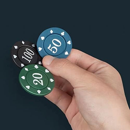 IXIGER Poker Chips,Denomination Poker Chips Set with Black Velvet Pouch Bag,Plastic Learning Counters Disks and Learning Math Counting Chips,Game Night Party Supplies(100pcs)