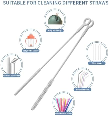 Reusable Silicone Straw Cleaner Brush Set, Flexible&Bendable Design, Dishwasher - Image 7