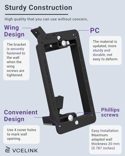 VCE Brush Wall Plate with Bracket, Cable Pass Through Insert Single Gang - Image 3