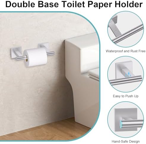 Brushed Nickel Bathroom Hardware Towel Bar Set, 5 Pieces Double Dase Toilet - Image 4