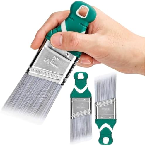 3 Pack 2" Angled Paint Brush Set, Synthetic Bristles, Rubber Short Handle by Pinstone