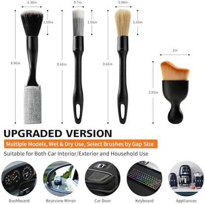 8PCS Car Detailing Brush Set, Car Interior and Exterior Soft Bristle Cleaning - Image 2