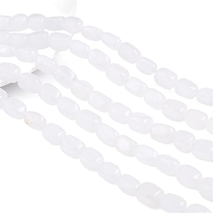 Natural White Agate Cuboid Stone Loose Semi Gemstone Beads for Jewelry Making 8mmx12mm 38cm/Strand