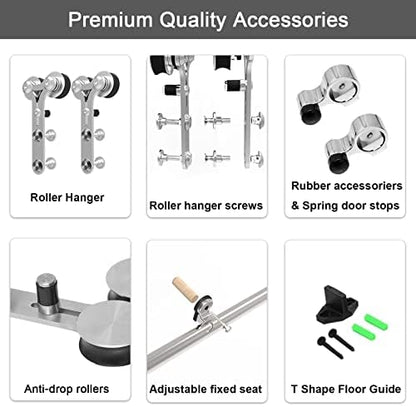 TSMST 6.6FT Sliding Barn Door Hardware Kit, Stainless Steel Heavy Duty Sturdy - Image 4