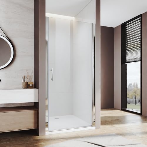 Semi-Frameless Pivot Shower Door 36" W x 72" H, Polished Chrome Glass Door by Ucalafee