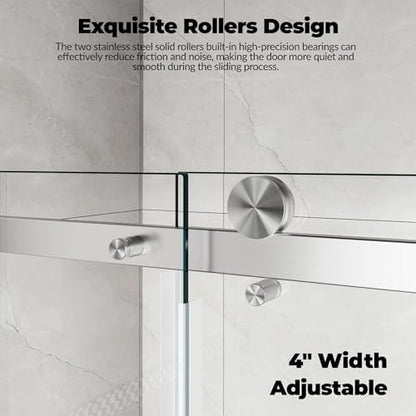 Frameless Sliding Shower Door, 44-48 Inch Width x 76 Inch Height, 1/4" Tempered - Image 3