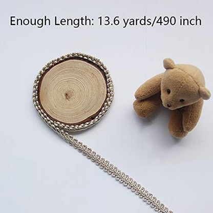 BEL AVENIR Braid Trim 1/2 inch 13.6 Yards French Gimp Basic Sewing Polyester DIY Crafts Costume Home Decorative (Beige)