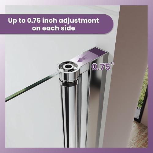 Semi-Frameless Pivot Shower Door 36" W x 72" H, Polished Chrome Glass Door - Image 5