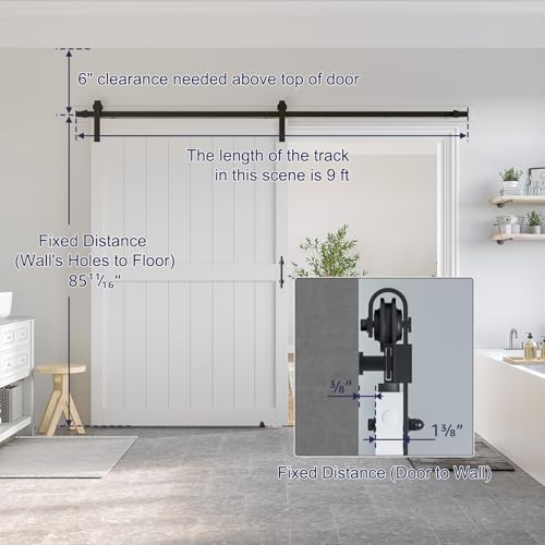 SMARTSTANDARD 54" x 84" White Sliding Barn Door - Image 2
