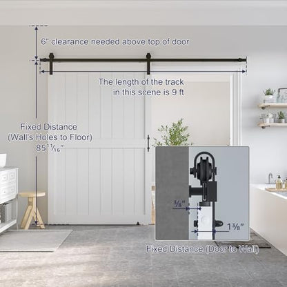 SMARTSTANDARD 54" x 84" White Sliding Barn Door - Image 2