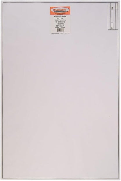 Clearprint 18" x 24" 1000H Design Vellum Sheets with Engineer Title Block, 16 lb., 100% Cotton, 10 Sheets Per Pack, 1 Each
