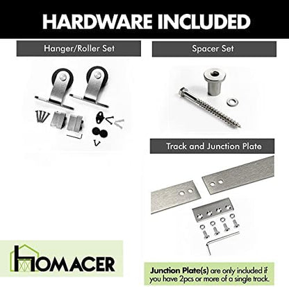 Homacer Brushed Nickel Non-Bypass Sliding Barn Door Hardware Kit, - Image 3