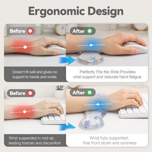 Clear Gel Wrist Rest for Keyboard and Mouse, Ergonomic Non-Slip Silicone Mouse - Image 3