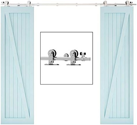 TSMST 12FT Sliding Barn Door Hardware Kit, Top Mount Stainless Steel Heavy Duty by TSMST
