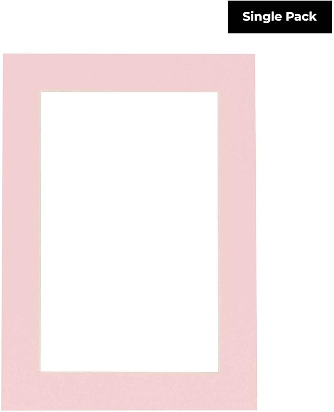 Poster Palooza 8x10 Mat Bevel Cut for 5.5x8.5 Photos - Acid Free Soft Pink Precut Matboard - for Pictures, Photos, Framing - 4-ply Thickness