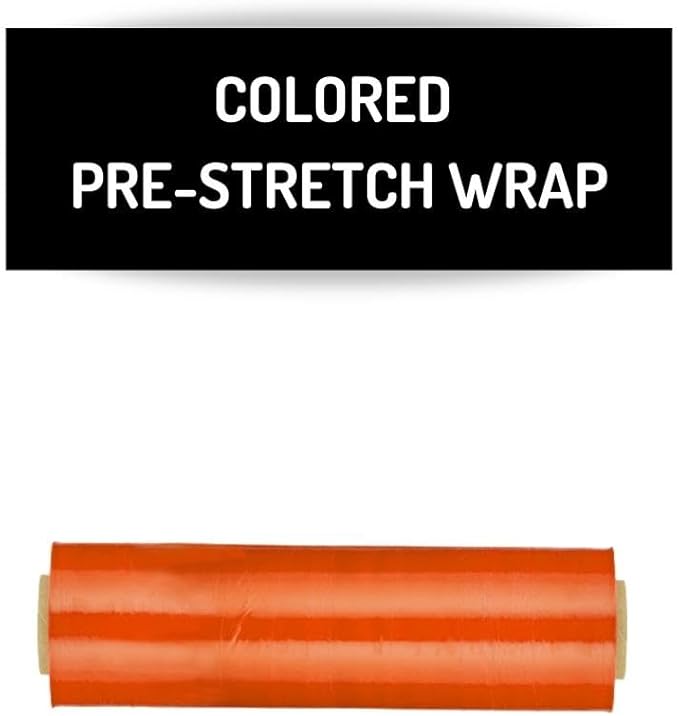 PSBM Orange Stretch Wrap, 15 Inch x 1476 Feet, 8 Pack, Tinted Pre-Stretched Shrink Wrap Film for Moving, Packaging, Pallet Wrapping