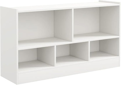 Toy Storage Organizer, 2-Tier Kids Bookshelf, 5 Cube Kids' Bookcases, Cabinets & Shelves, Wooden Toy Organizers, Small Book Shelf for Bedroom, Playroom, Classroom, Nursery (White)