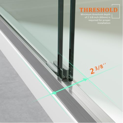 60" W x 76" H Tall Glass Shower Door Brushed Nickel - Image 5