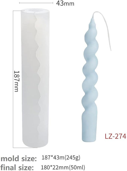 2 Pack Diamond Cylinder Twist Candle Mold - Silicone Mold for Cake Decoration, Round Shape Soap, Flower Fondant, and Resin