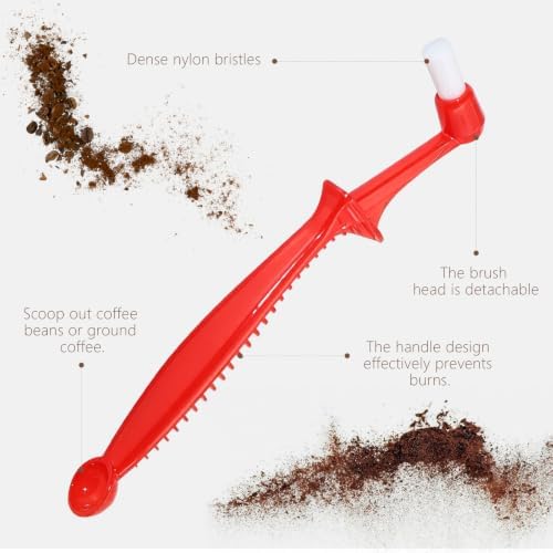 Red Espresso Machine Cleaning Brush Grinder Tools - Image 3