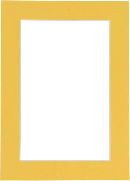 8x10 Mat Bevel Cut for 5x8 Photos - Acid Free Chamois Yellow Precut Matboard - For Pictures, Photos, Framing - 4-ply Thickness