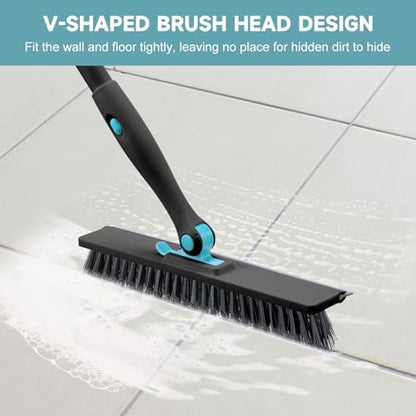 nacena Shower Scrubber with Long Handle, 4 in 1 Tile Tub Scrubber Brush with 3 - Image 5
