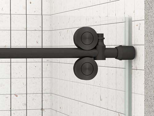 Sunrosa Frameless Sliding Shower Door 44-48" W x 76" H, Matte Black - Image 4