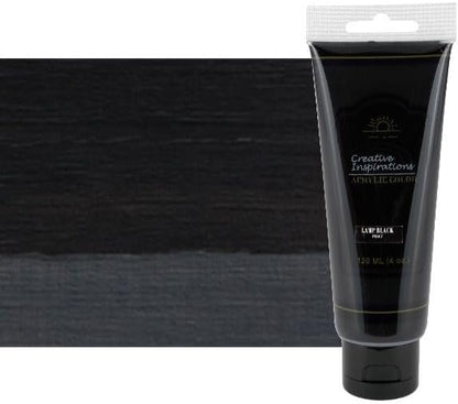 Creative Inspirations Acrylic Paint - Lamp Black - 120 mL Tube - Smooth & Creamy Consistency, Vibrant Pigmentation, Great Coverage for Artists - Clean Up with Soap & Water