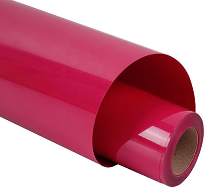 guangyintong Rose Red Heat Transfer Vinyl HTV Rolls, 12" x 8ft Rose Red Iron on Vinyl for T-Shirts Glossy Surface Rose Red HTV Vinyl for All Cutter Machines Easy to Cut & Weed for Heat Vinyl Design