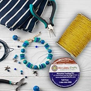 Mandala Crafts 1.5mm 109 Yards Gold Cotton Waxed Cord for Jewelry Making Bracelet Cord Waxed String - Beading String Thread Jewelry Cords for Necklaces String