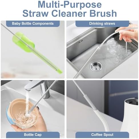 Reusable Silicone Straw Cleaner Brush Set, Flexible&Bendable Design, Dishwasher - Image 6
