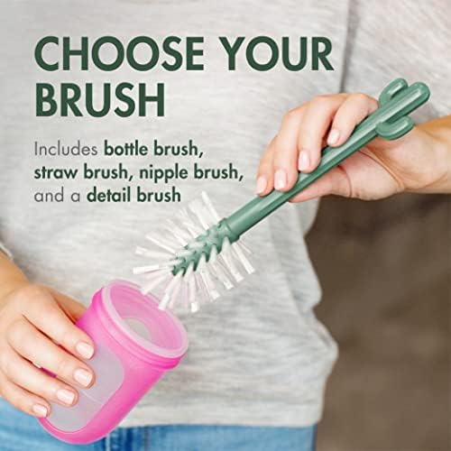 Boon Cacti Bottle Cleaning Brush Set, Terracotta, 4 Piece Set - Image 4