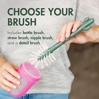 Boon Cacti Bottle Cleaning Brush Set, Terracotta, 4 Piece Set - Image 4