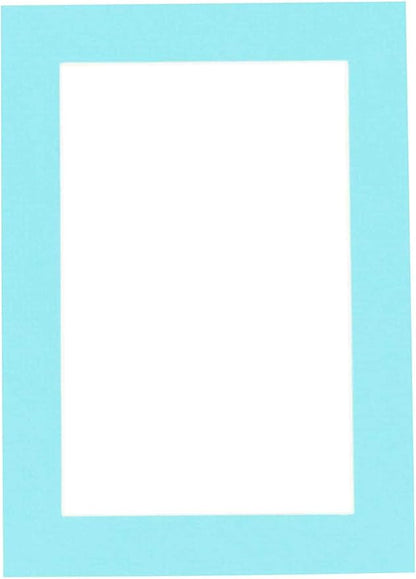 Pack of TEN 8x10 Mats Bevel Cut for 5x8 Photos - Acid Free Aquamarine Blue Precut Matboards For Pictures, Photos, Framing - 4-ply Thickness