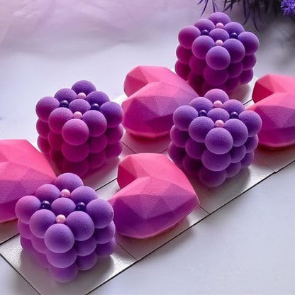 3D Bubble Candle Molds,6 Cavity Cube Candle Molds Soap Mold Candle Wax Mold,for Baking Chocolate Dessert Mousse Cake Ice Cream and Making Soap Wax