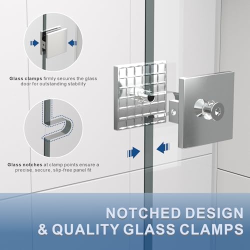 38" W x 80" H Frameless Fixed Shower Glass Panel - Image 6