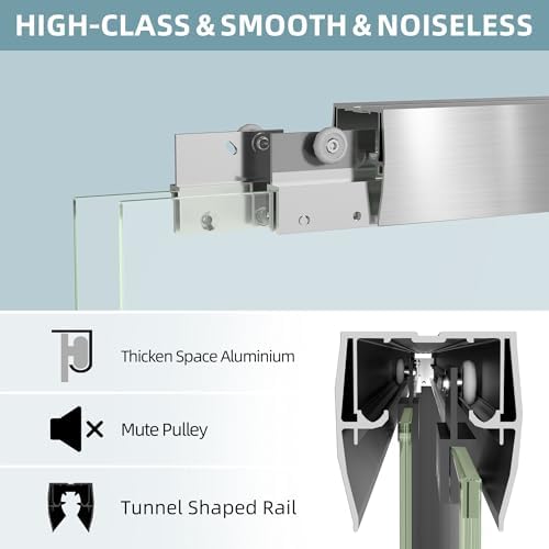 GETPRO Semi-Frameless Shower Door Double Sliding 62-66 in. W x 72 in. H Bypasss - Image 4